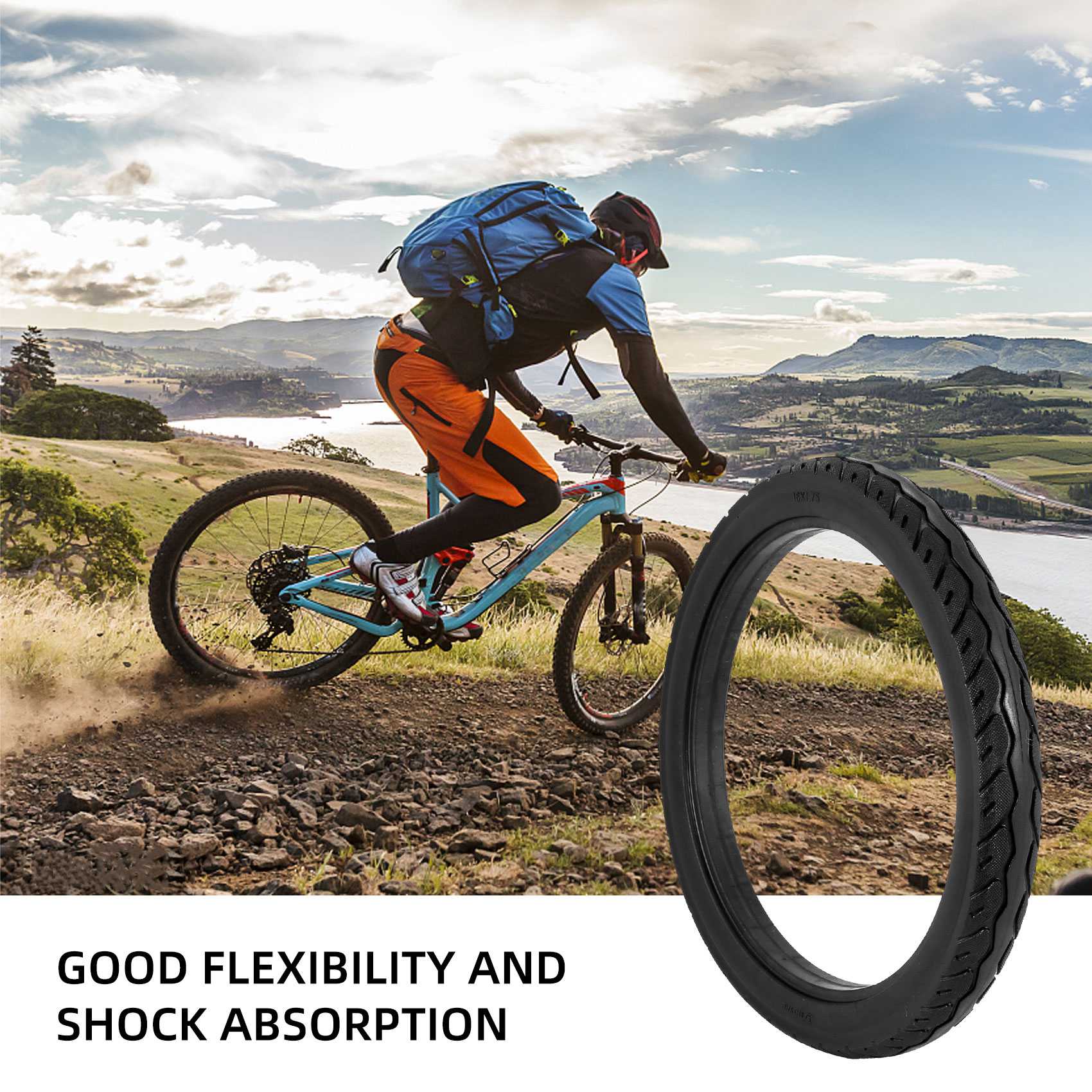 Authentic 16 Inch 16 X 1.75 Bicycle Solid Tires Bicycle Bike Tires 16 X 1.75 Black Rubber Non-Slip Tires Cycling Tyre