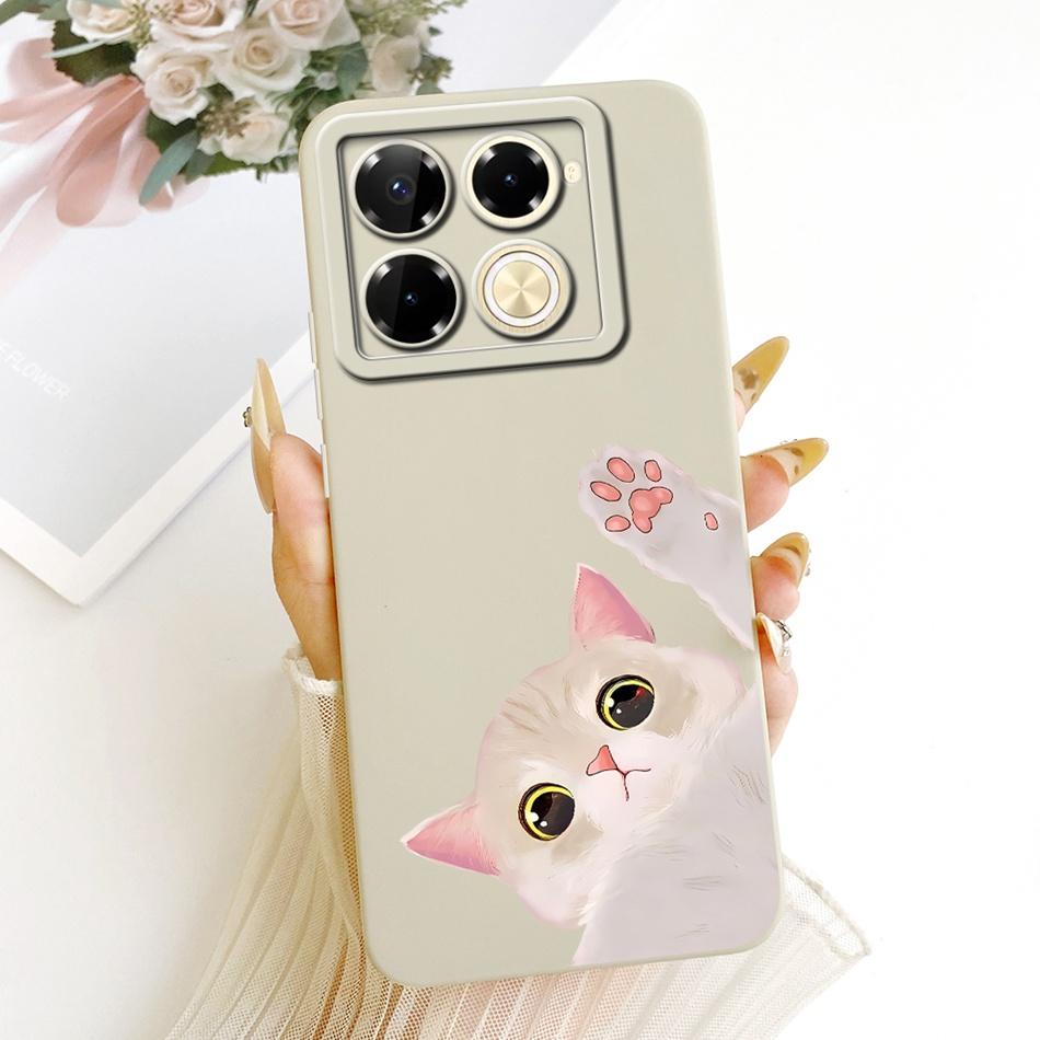For Infinix Note 40 Pro 4G 5G / Note 40 Pro+ / Note40 X6853 Cute Cat Flower Cartoon Phone Case Soft Silicone Cover Bumpers