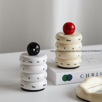 Nordic Cute Style Color-Blocking Rotatable Calendar Desk Desktop Living Room Entrance Decoration Small Ornaments Accessories