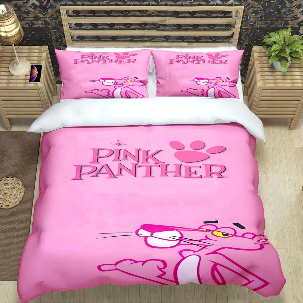 

Hot Crayon Pinkpanther Print Beding Sets Bed Suplies Set Warm Comforter Set Tens Young Girls Carton Twin Single Kid Gift 135*200cm Eu-Single