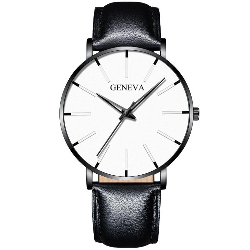 Geneva Fashion Men'S Leather Quartz Watch Casual Business Men'S Watch Slim Watch