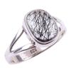 Natural Black Rutile Gemstone Handmade 925 Solid Sterling Silver Ring S.6 A3v46