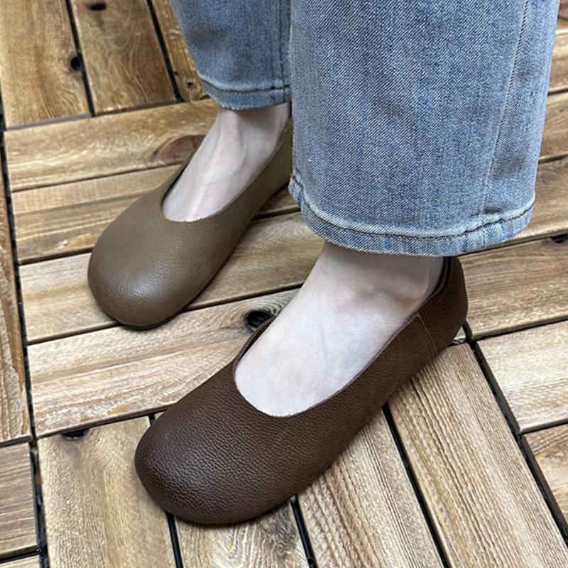 Fashion 2025 Fashion Flats Women's Square Toe Vintage Flats Soft Loafers Comfortable Leather Ballet Shoes for Female Dress Shoes Mujer