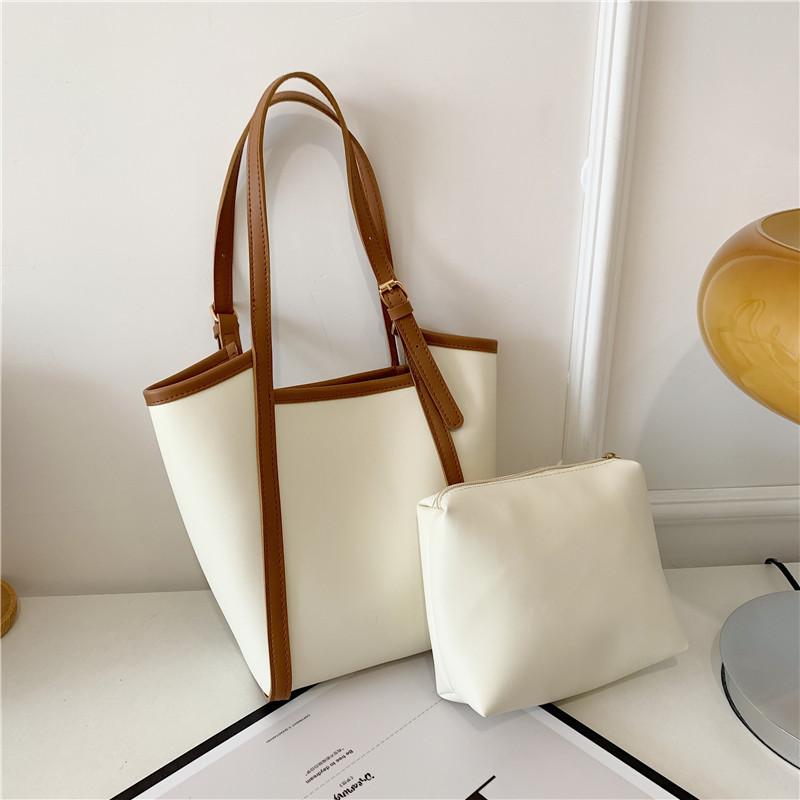 

Большая вместимость большая сумка женская 2025 весна и лето популярная новая трендовая повседневная нишевая мода сумка на плечо сумка-тоут белый