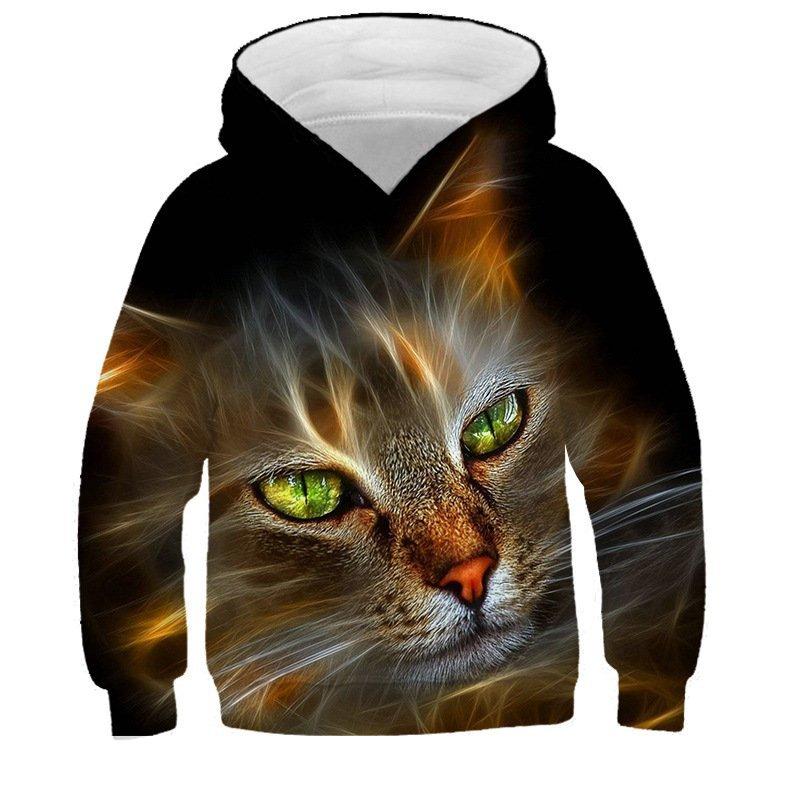 Autumn 3D Cat Printed Hoodies Fashionable Casual Sports Long Sleeved Children's Boy Hooded Sweatshirts
