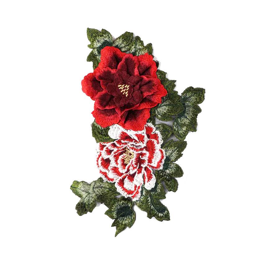 Three-Dimensional Peony Lace Embroidered Patch for Clothing