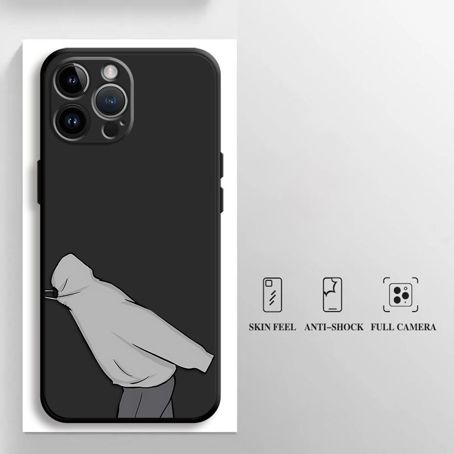 Minimalist Couple Matching Case For iPhone 17Air 16 15 14 13 12 11 Pro Max Plus Friends Cartoon Shockproof Soft TPU Back Cover