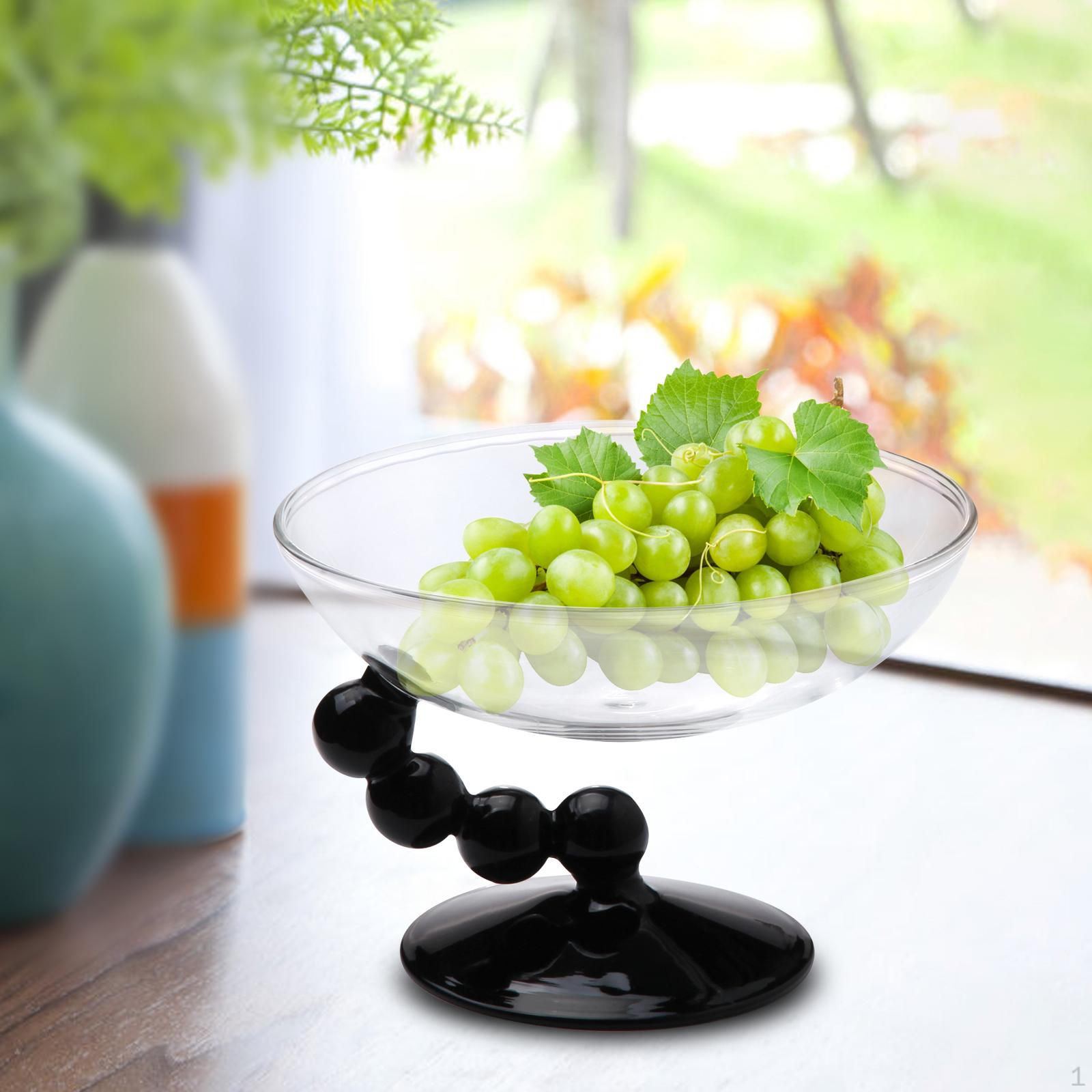 

Креативная стеклянная десертная миска, подставка для мороженого, емкость для хранения продуктов для конфет и использования на кухне чёрный