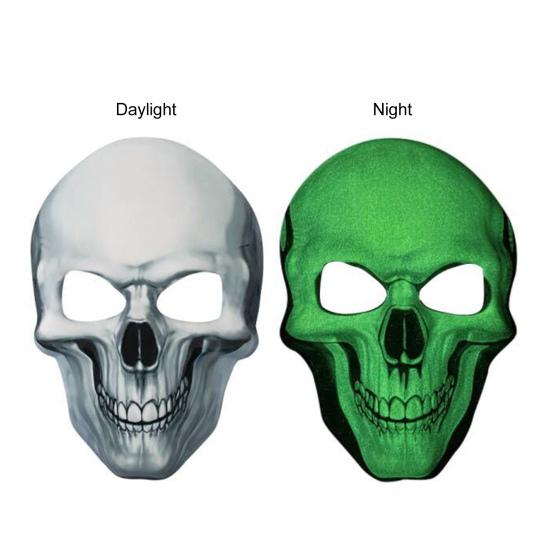 3D Skull Face Guard Glow In The Dark Lightweight EVA Fabric Realistic Design Halloween Headpiece Makeup Apparel Props