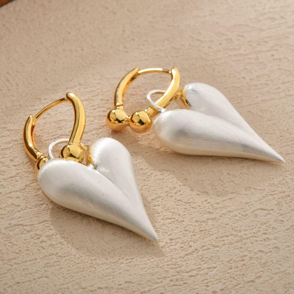 Love Pendant Metal Filigree Earrings Textured Hearts Earringdrop Sweet Heart Hoop Earrings  Daily