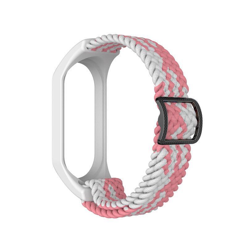 

Универсальный плетеный эластичный нейлоновый ремешок для Xiaomi Mi Band 7/5/6 Xiaomi Mi Band 5/6/7 Elastic Nylon Strap белый/розовый