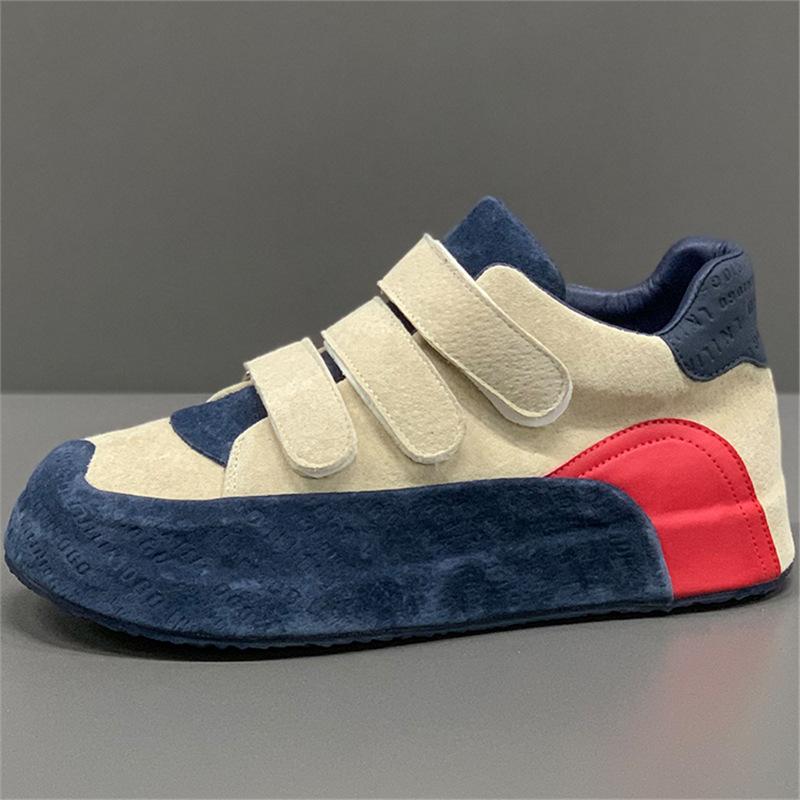 Velcro new retro sneakers flip leather trendy shoes soft-soled casual board shoes ysd 38