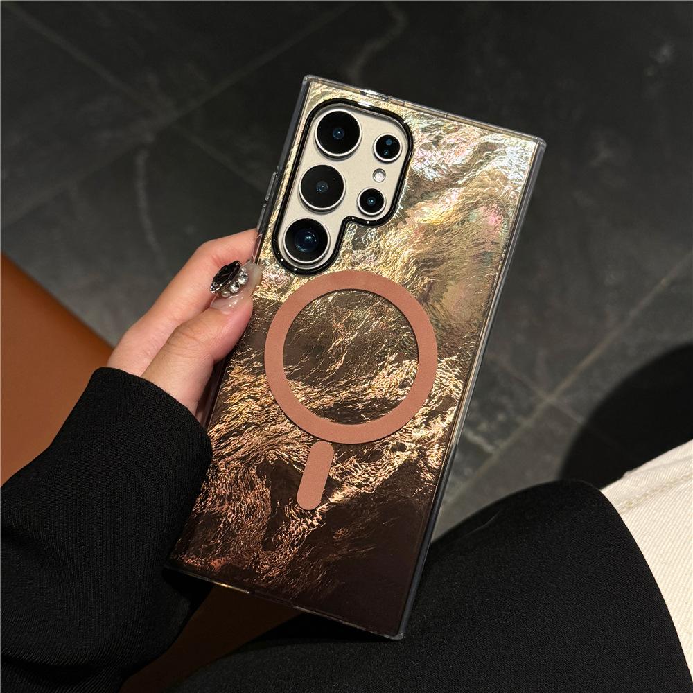 Suitable for Samsung S25 Mobile Phone Case High End Color Gradient S24fe Glacier Pattern Magnetic Suction Case S23plus Anti Fall