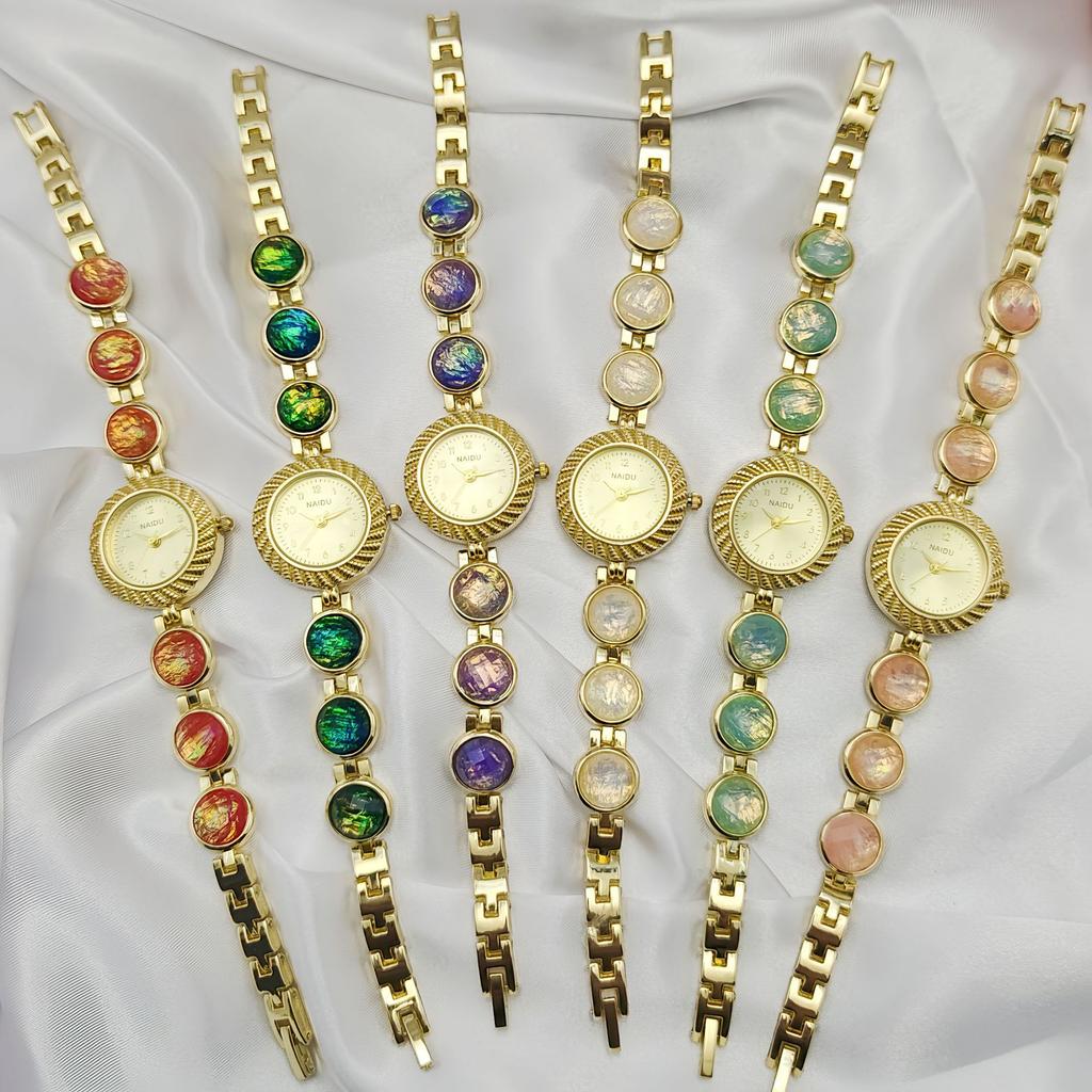 Luxury Brand High-end Seven Color Chain Bracelet Watch Women's Vintage Ladies Fashion Quartz Wristwatches Gift Relógio Feminino