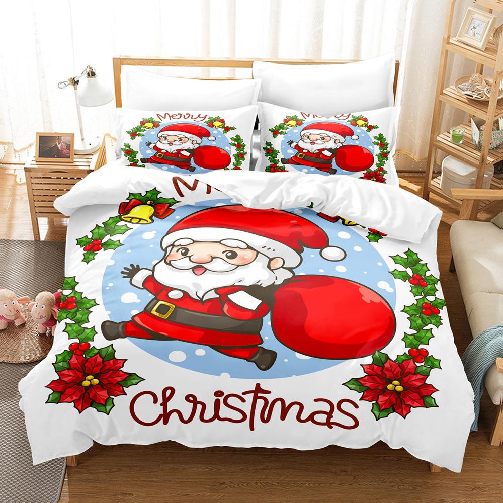 3D Digital Printing Three-Piece Set, Santa Series, Printed Bedding Kit