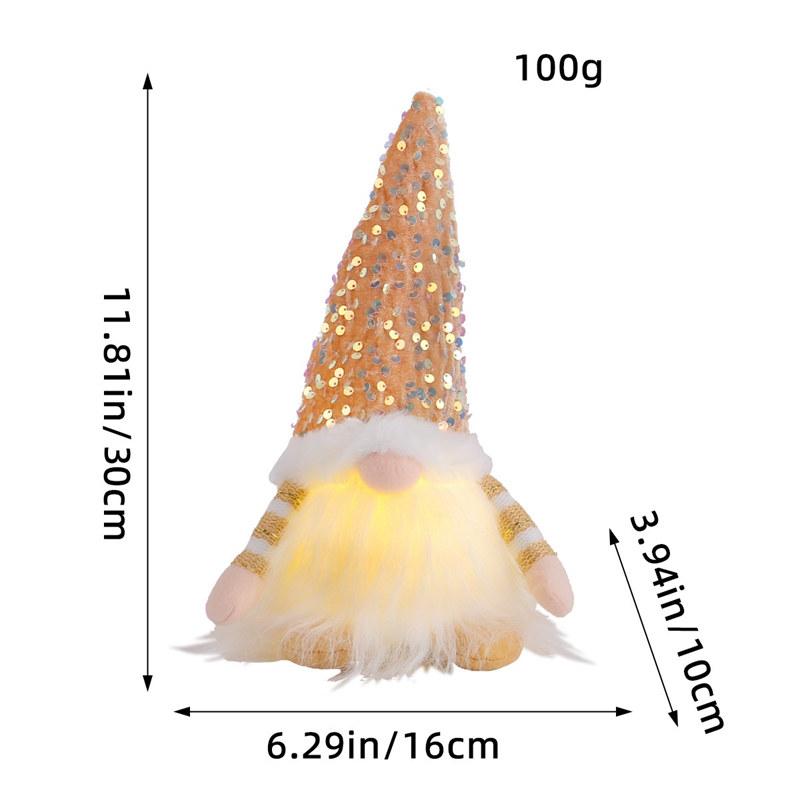 30cm Christmas Decorations with Light Sequins Santa Claus Doll Xmas LED Lights Rudolph Home Decor