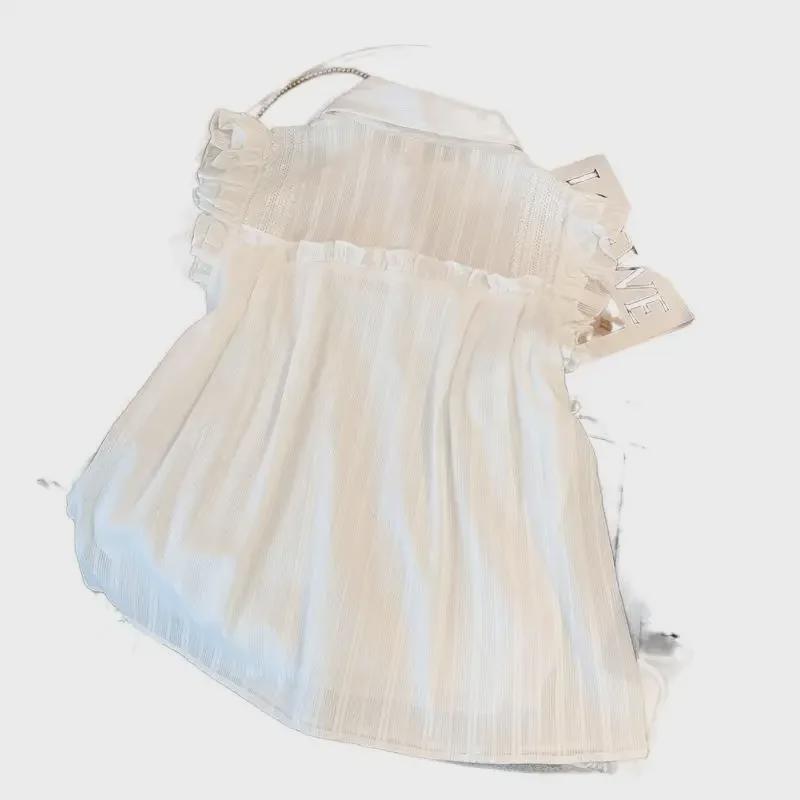 Women's White Chiffon Sleeveless Babydoll Top - Lightweight, Loose & Slim-Fitting Summer Style