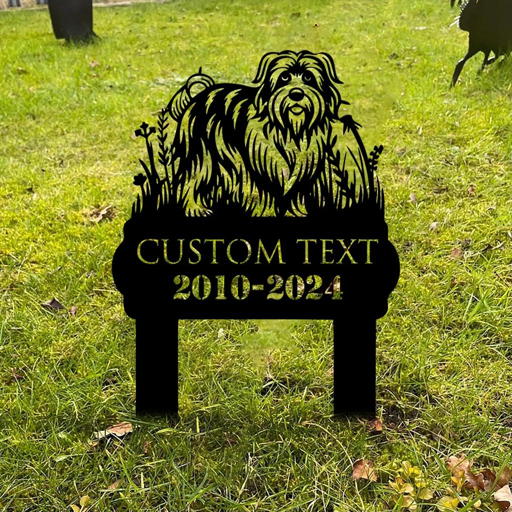 Metal Dog Memorial Garden Stake, Pet Grave Marker, Silky Terrier Outdoor Sign, Animal Remembrance Yard Decoration, Weatherproof Garden Metal Art