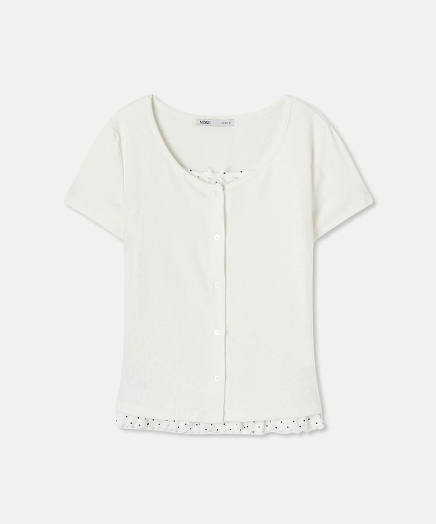 MIXXO [Set] Dot Sleeveless Cardigan Setup Re Cmg31Qs_Miwcmg55Qa
