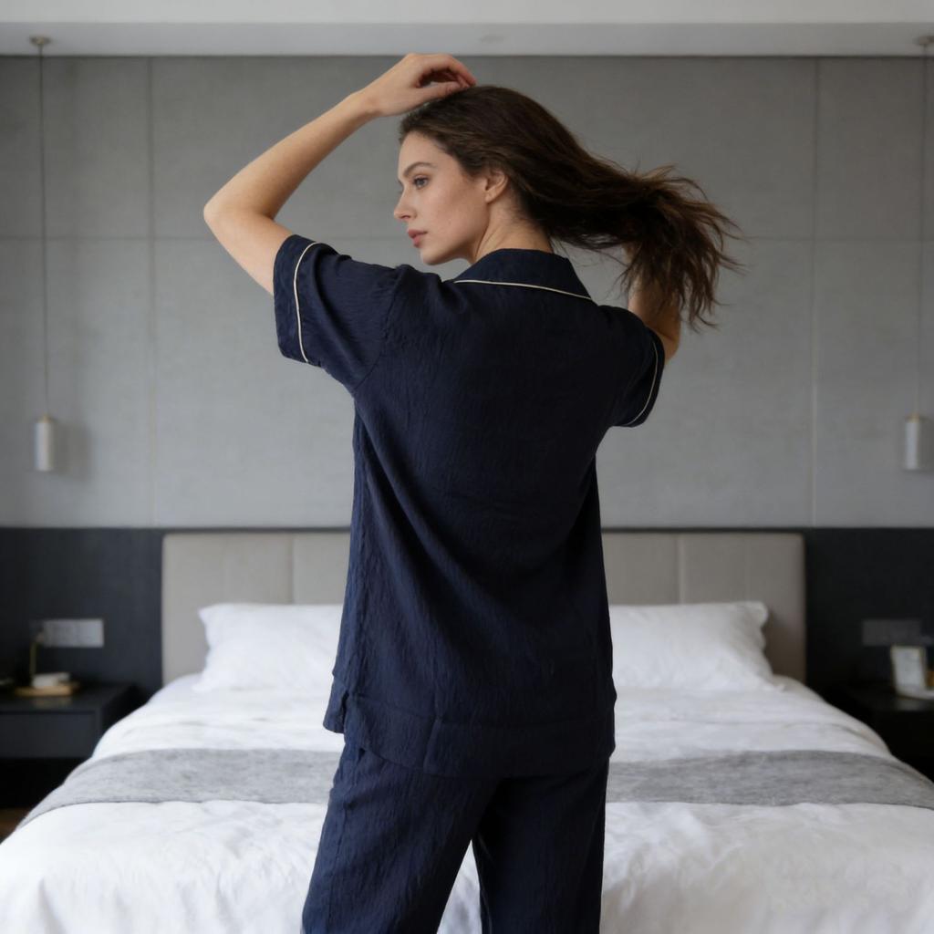 Nuovo Pigiama Estivo di Alta Gamma per Donna - Pantaloni Semplici a Maniche Corte con Vestibilità Larga, Adatto da Indossare Fuori, Set per la Casa.