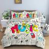 Music Note Print Bedding Set Psychedelic Duvet Cover Set Polyester Quilt Cover EU Double King Size Adult Kids Bed Accessories