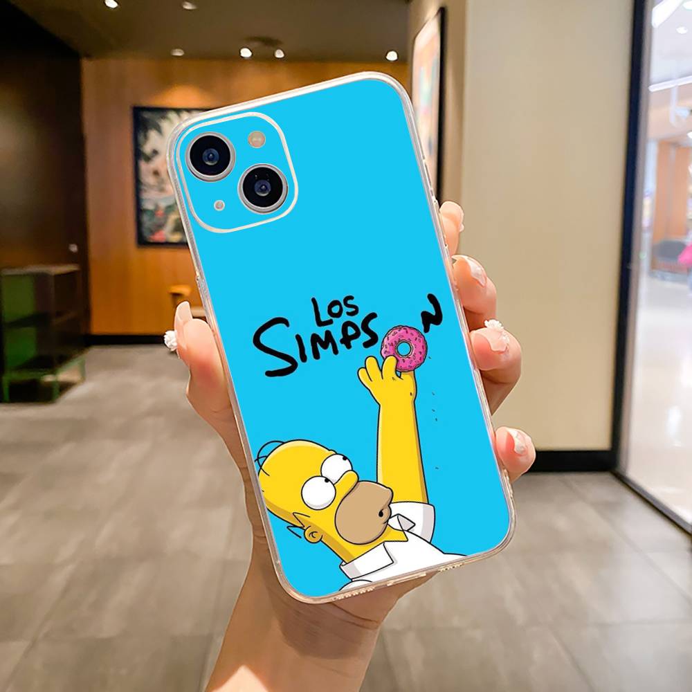 Simpsons-Funny Cartoon Phone Case For iPhone17,16,15,14,13,12,11 ,Pro Max, Plus Soft Silicone Transparent Cover