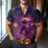 Men's Fashion Casual Loose Halloween Printed Short Sleeve Shirt