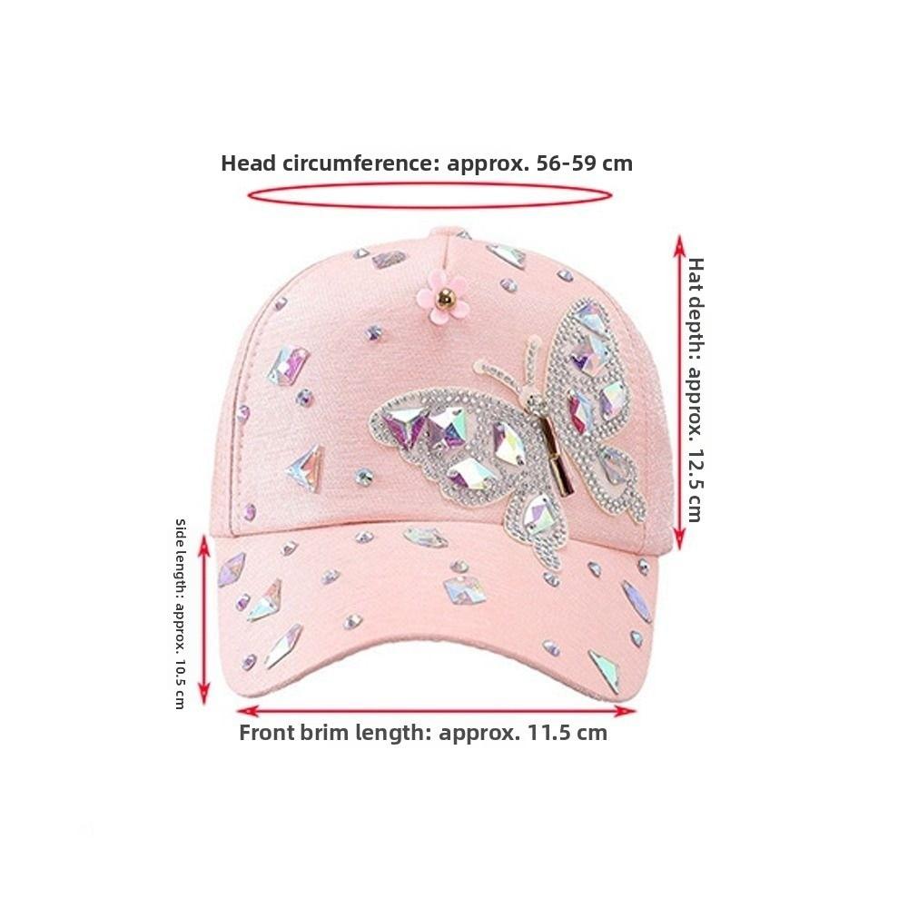 Butterfly Design Butterfly Baseball Cap Adjustable Glitter Baseball Hat Rhinestone Baseball Cap