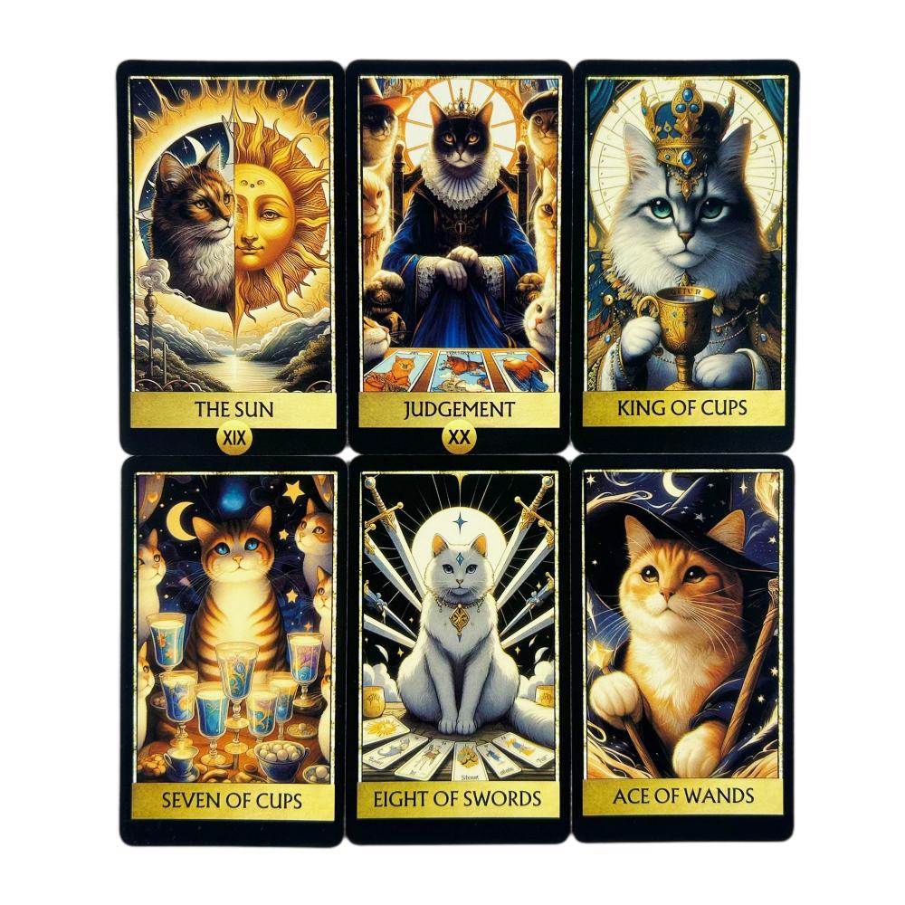 Cat Tarot Cards A 78 Deck English Version Board Games Cards Selfcare for Tarot Readings Easy Deck Fortune Telling Playing Cards