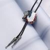 Mens Bolo Tie Indian Head Feathered Western Cowboy Necklace Jewelry Shirt Chain
