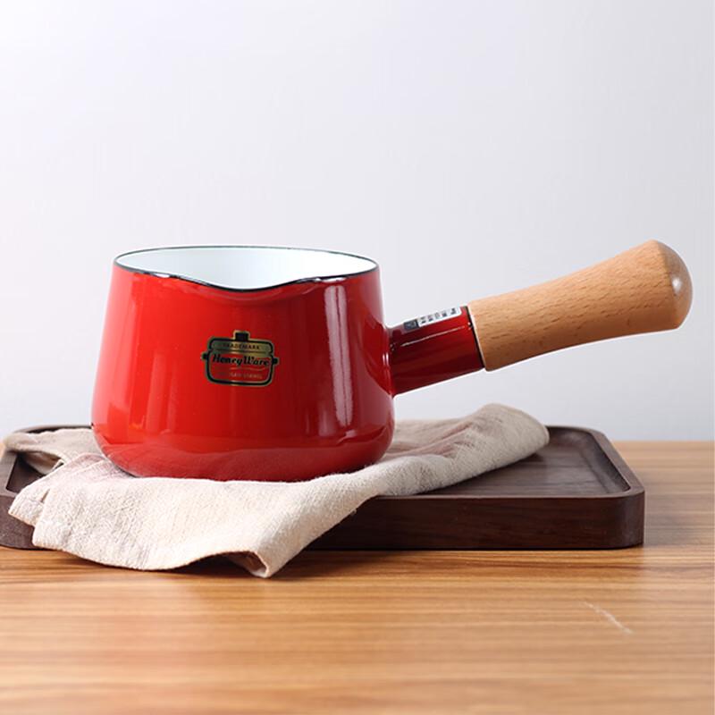 FUJIHORO Enamel Wooden Handle Milk Pot