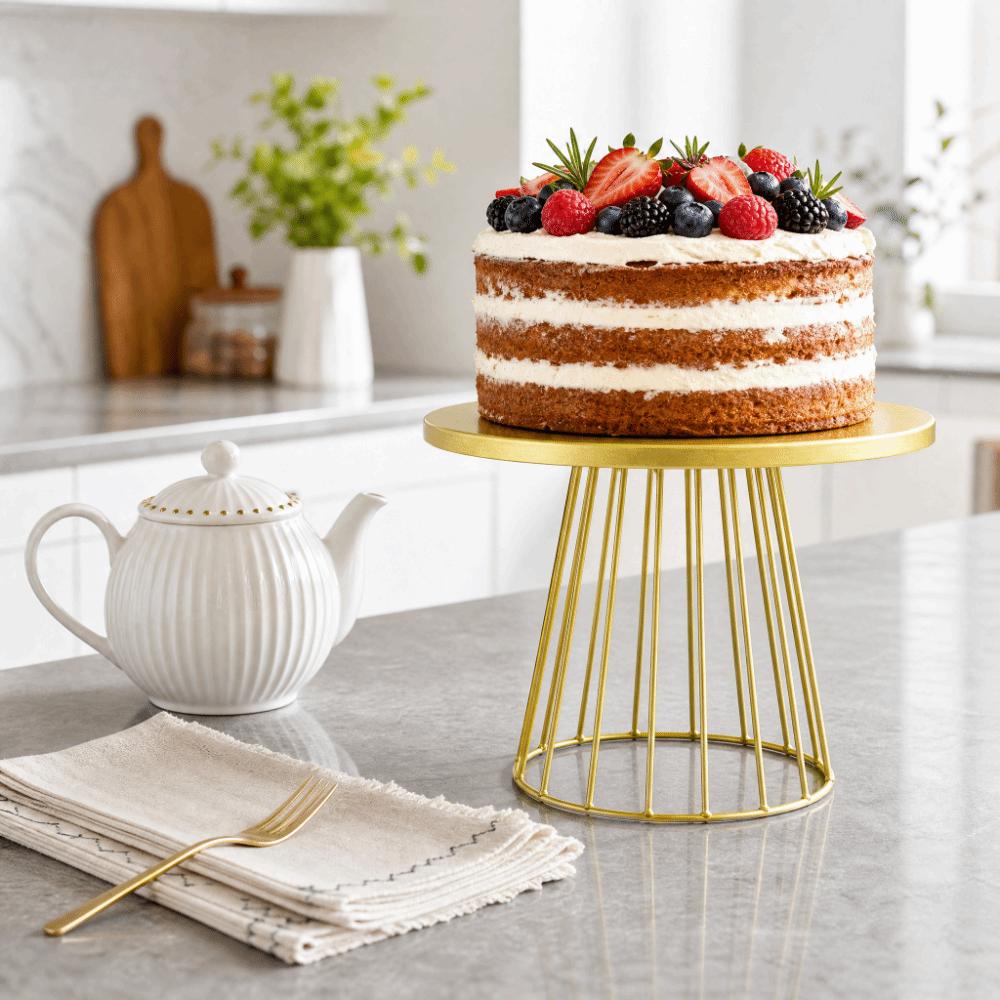 2pcs Gold Cake Display Stand Round Top Metal Cake Stand Classic Round Cake Stand  Afternoon Tea