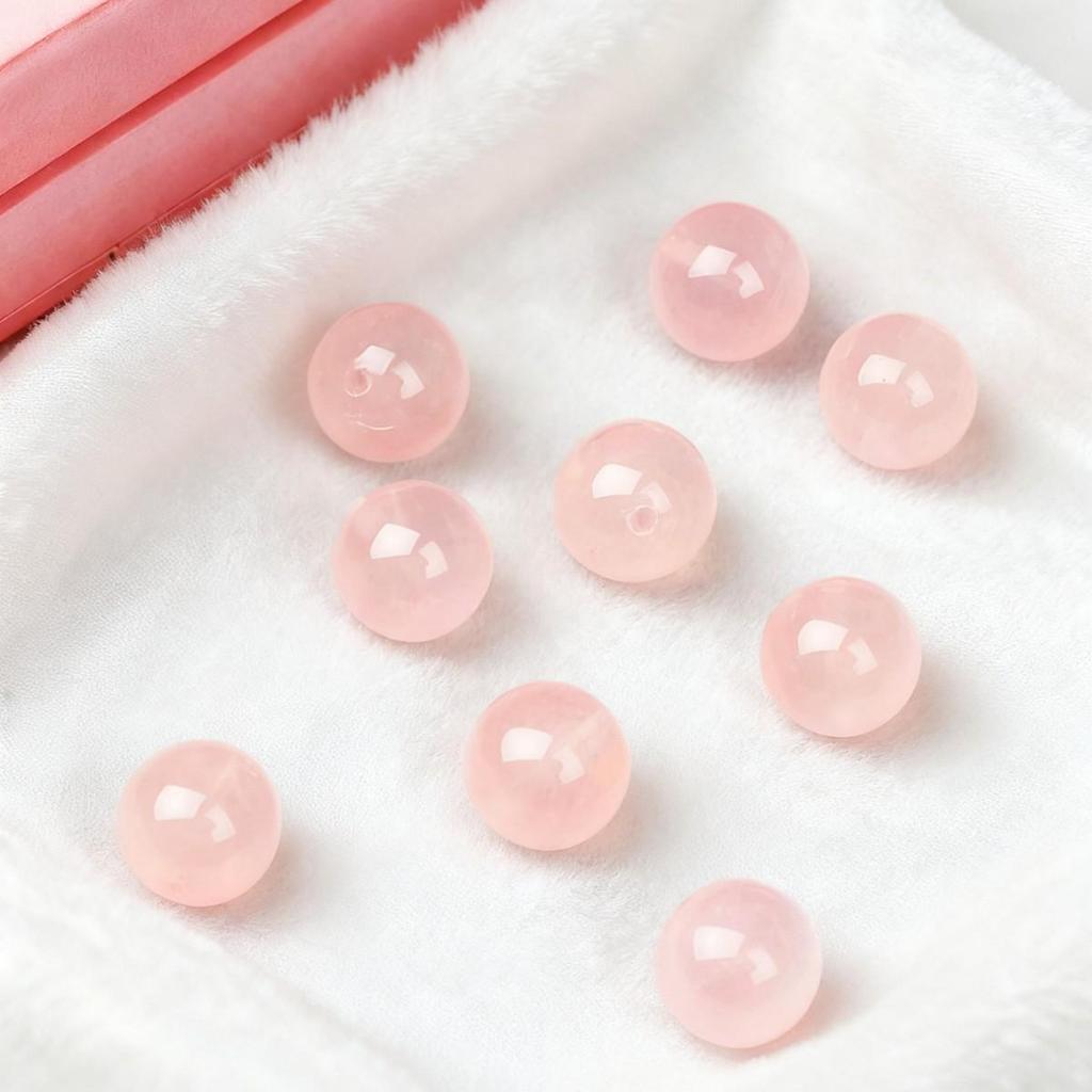 Rose Quartz Round Beads - Natural Pink Crystal Grapefruit for DIY Jewelry Making