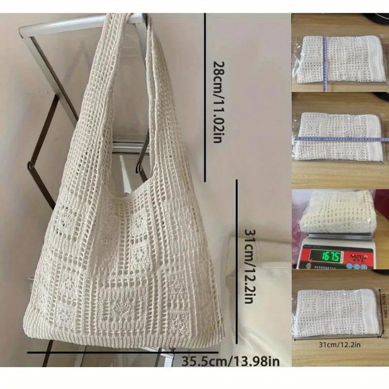 Premium Knitted shoulder bag for women's leisure commuting hollowed out large capacity woven handbag Strong Strong