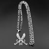 Imam Ali Zulfiqar Sword Muslim Islam Pendant Necklace For Men Women Stainless Steel Silver Color Arabic Letter Chain Jewlery