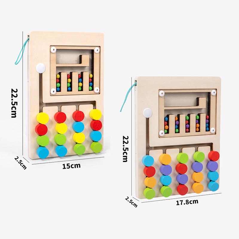 Children Montessori Learning Toys Magnetic Slide Puzzle Color Matching Logic Game Busy Board Educational Wooden Toys for Kids