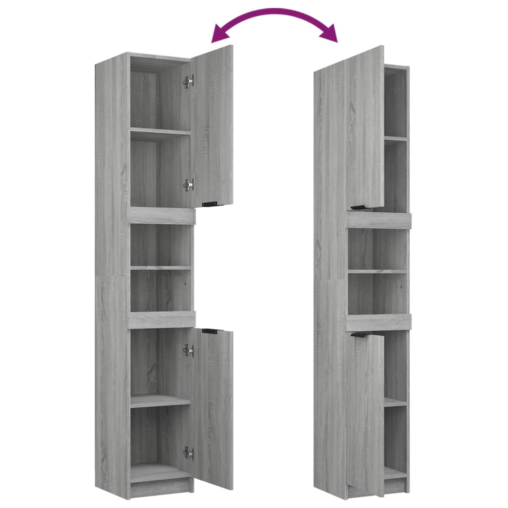 3 Piece Bathroom Furniture Set Grey Sonoma Particleboard