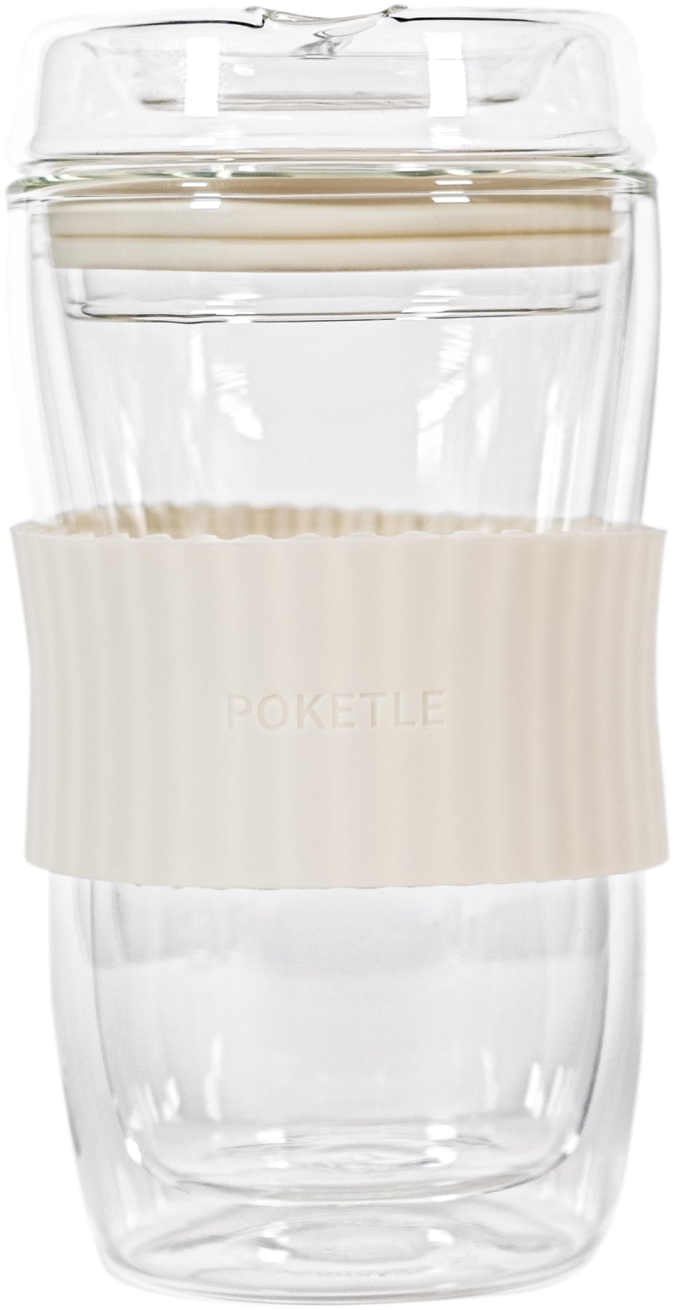 

POKETLE Glass Tumbler with Double Heat Dishwasher BPA Vidro Ivory Lid, 330ml, Wall, Resistant, Safe, Free, 330, слоновая кость