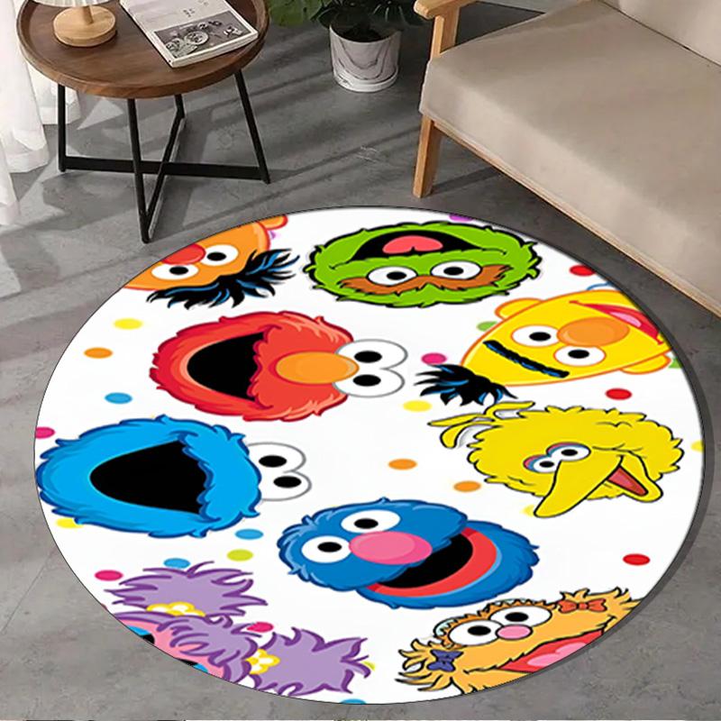 1PC Se-same Characters Round Rug, Non-slip Chair Mat, Home Decor, Circle Carpet Perfect for Office, Bedroom, Living Room,Christmas gift