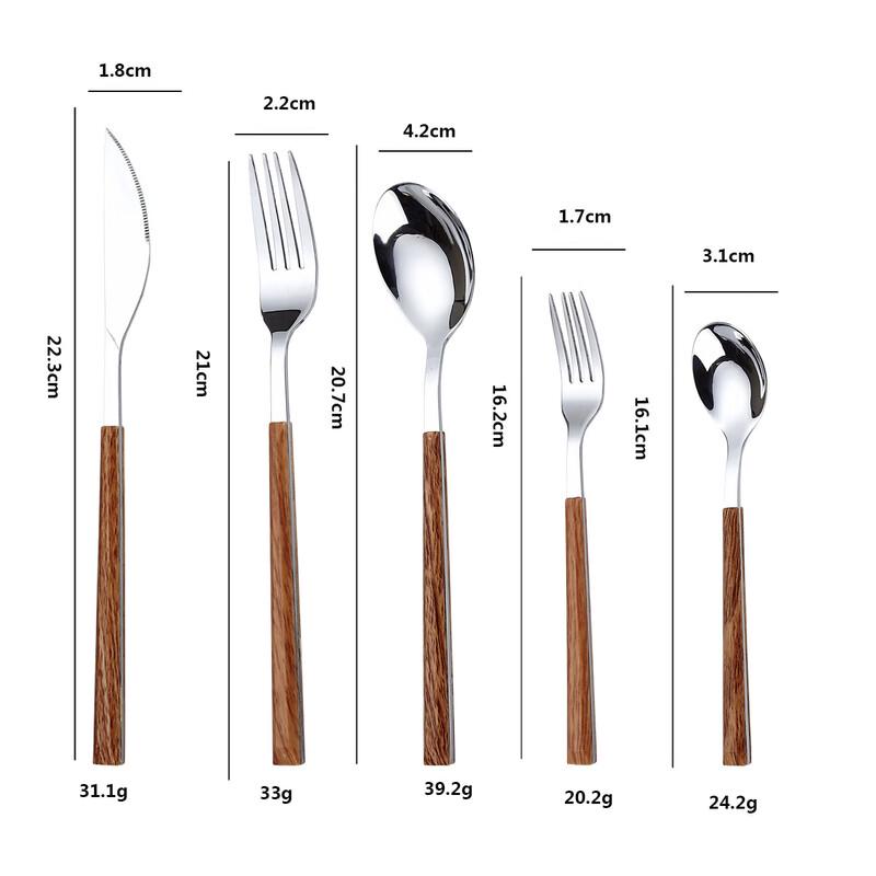 Ruhan 3-Pack Faux Wood Handle 5-Piece Steak Cutlery Sets