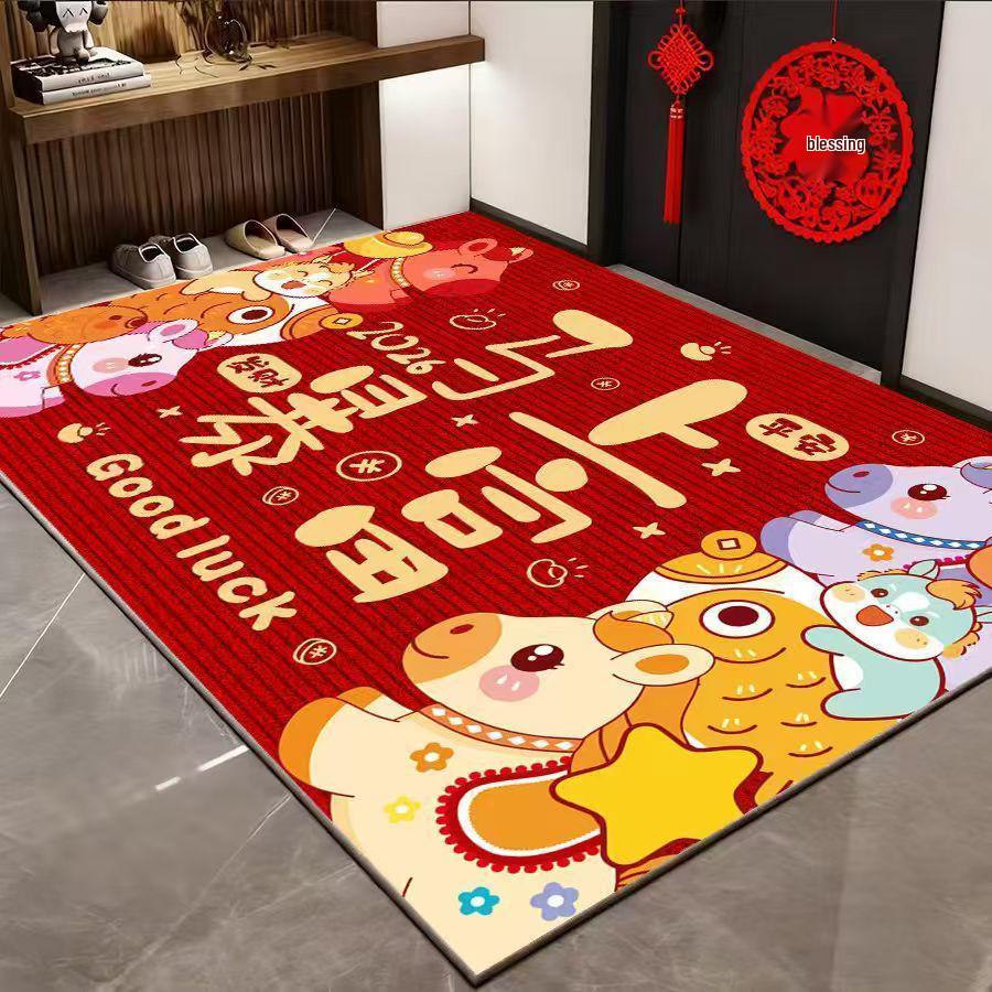 2026 Year of the Horse Red Doormat: Water Absorbent, Quick-Drying, Dirt Resistant Festive Entrance Mat