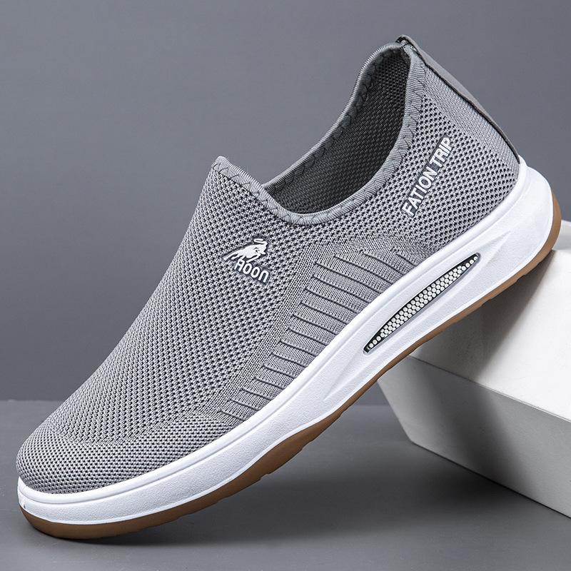 One-pedal Trendy Sports Walking Men's Shoes Summer New Fly-woven Mesh Shoes Breathable and Lightweight Thin Lazy Shoes
