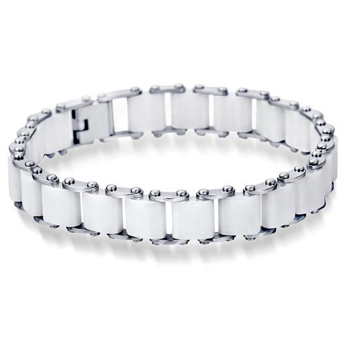 20cm Wit Keramisch Armband Bangle Roestvrij Staal Schakelarmband Sieraden voor Vrouwen en Mannen