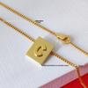 Arc de Triomphe Letter Choker: Brass Gold-Plated Small Square Tag Necklace with Initial Pendant