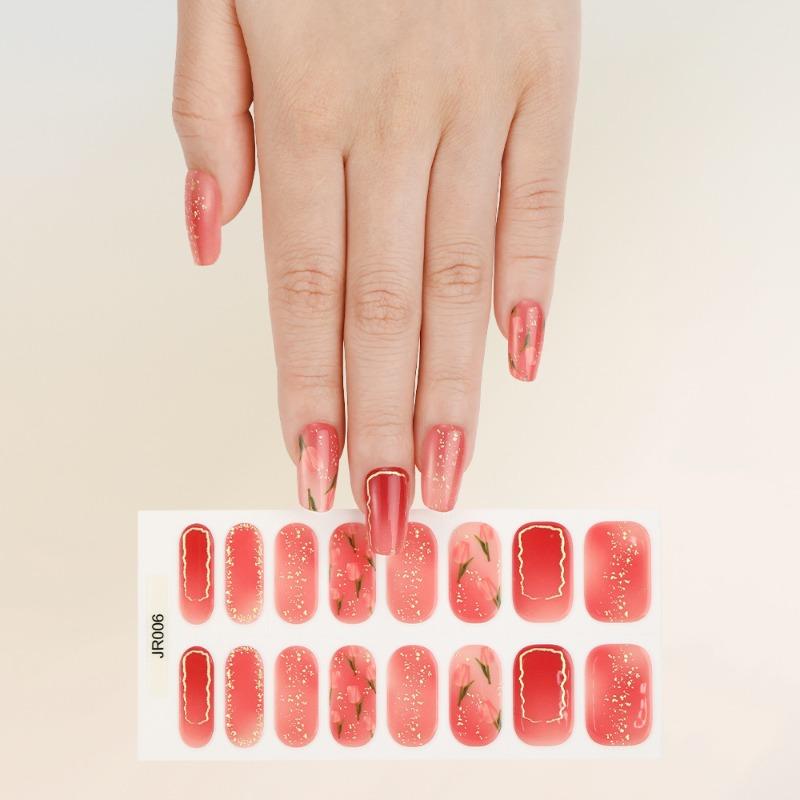 Gel Nail Art Full Stickers 16-finger Light Therapy Semi-curing Baking Lamp Nail Stickers Harden, Last Long, Are Waterproof and Whiten