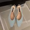 Fashion Bailamos Women Flats Low Heel Slingback Sandals Slip On Shallow Mules Shoes Pointed Toe Female Office Lady Work Shoes Mujer