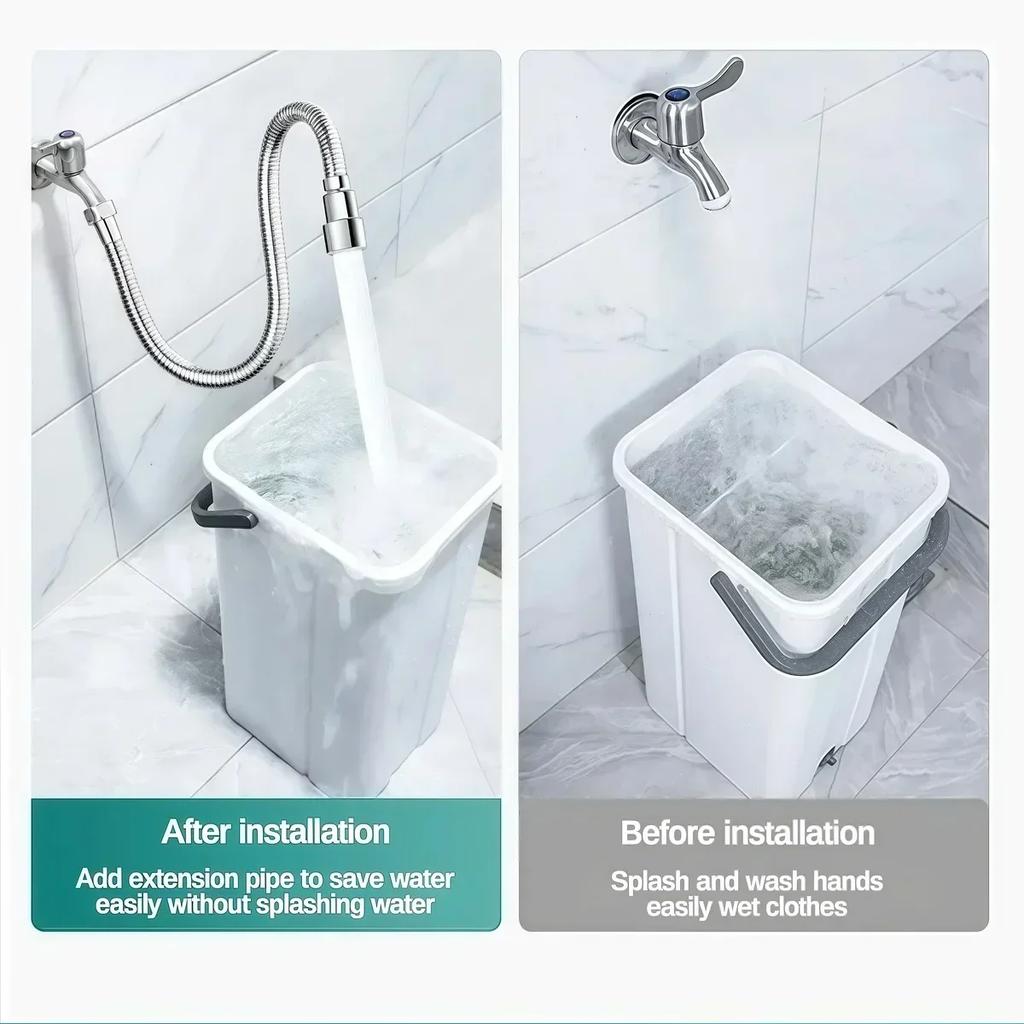 13-50cm Universal Faucet Extender Stainless Steel 360° Rotation Kitchen Bathroom Sink Anti-Splash Nozzle Aerator Extension Hose