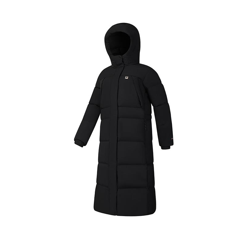 Fila Fitness Series Casual Warm Long Hooded Down Jacket Women Outerwear Deep-Black A11W441908F-BK
