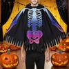 Halloween Skelet Poncho met Capuchon Skelet Cape Halloween Feestkostuum Cosplay Outfit voor Kinderen Volwassenen