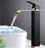 Basin Faucet Gold Black/White Waterfall Faucet Brass Bathroom Faucet Bathroom Basin Faucet Mixer Tap Hot and Cold Sink Faucet